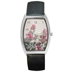 Shabby Chic Style Floral Photo Barrel Style Metal Watch by dflcprints