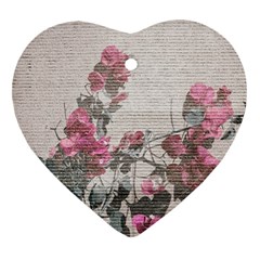 Shabby Chic Style Floral Photo Heart Ornament (two Sides) by dflcprints