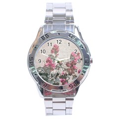 Shabby Chic Style Floral Photo Stainless Steel Analogue Watch by dflcprints