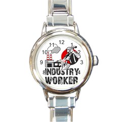 Industry Worker  Round Italian Charm Watch by Valentinaart