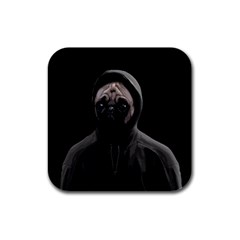 Gangsta pug Rubber Square Coaster (4 pack) 