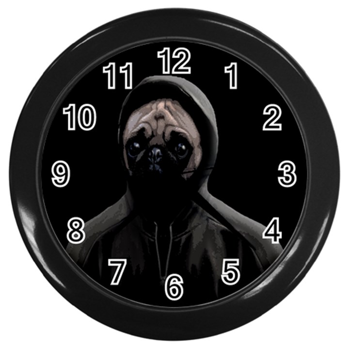 Gangsta pug Wall Clocks (Black)