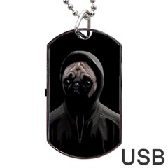 Gangsta Pug Dog Tag Usb Flash (one Side) by Valentinaart