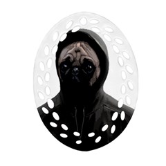 Gangsta Pug Oval Filigree Ornament (two Sides) by Valentinaart