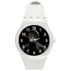 Gangsta Cat Round Plastic Sport Watch (m) by Valentinaart