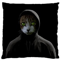 Gangsta Cat Large Cushion Case (one Side) by Valentinaart