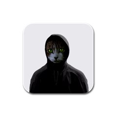 Gangsta Cat Rubber Square Coaster (4 Pack)  by Valentinaart