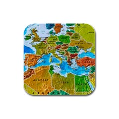 World Map Rubber Square Coaster (4 Pack)  by BangZart