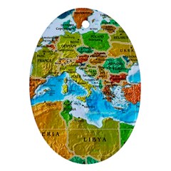 World Map Oval Ornament (two Sides) by BangZart