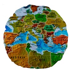 World Map Large 18  Premium Round Cushions