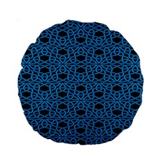 Triangle Knot Blue And Black Fabric Standard 15  Premium Round Cushions