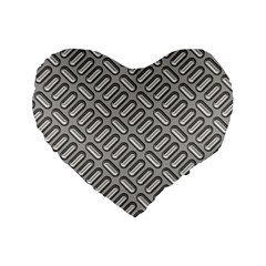 Grey Diamond Metal Texture Standard 16  Premium Flano Heart Shape Cushions