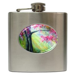 Forests Stunning Glimmer Paintings Sunlight Blooms Plants Love Seasons Traditional Art Flowers Sunsh Hip Flask (6 Oz) by BangZart