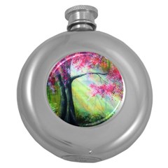 Forests Stunning Glimmer Paintings Sunlight Blooms Plants Love Seasons Traditional Art Flowers Sunsh Round Hip Flask (5 Oz) by BangZart