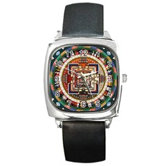 Colorful Mandala Square Metal Watch by BangZart