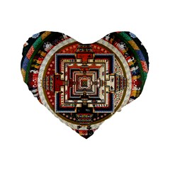 Colorful Mandala Standard 16  Premium Flano Heart Shape Cushions