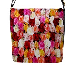 Rose Color Beautiful Flowers Flap Messenger Bag (l) 