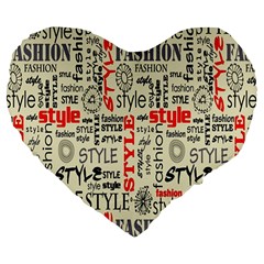 Backdrop Style With Texture And Typography Fashion Style Large 19  Premium Flano Heart Shape Cushions