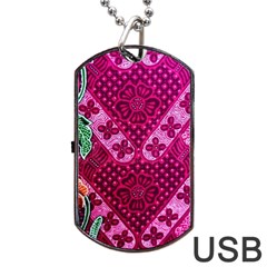 Pink Batik Cloth Fabric Dog Tag Usb Flash (one Side) by BangZart