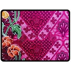 Pink Batik Cloth Fabric Double Sided Fleece Blanket (large) 