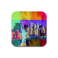 New York City The Statue Of Liberty Rubber Coaster (square)  by BangZart