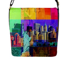 New York City The Statue Of Liberty Flap Messenger Bag (l) 