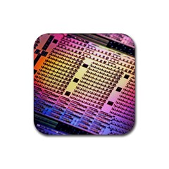 Optics Electronics Machine Technology Circuit Electronic Computer Technics Detail Psychedelic Abstra Rubber Coaster (square) 