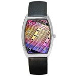 Optics Electronics Machine Technology Circuit Electronic Computer Technics Detail Psychedelic Abstra Barrel Style Metal Watch Front