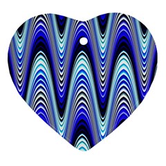 Waves Blue Heart Ornament (two Sides) by Colorfulart23