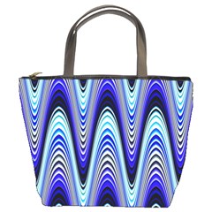 Waves Blue Bucket Bags by Colorfulart23