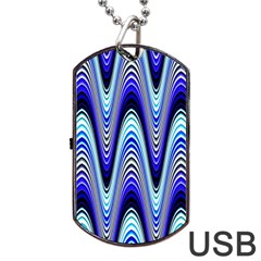 Waves Blue Dog Tag Usb Flash (one Side) by Colorfulart23