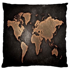 Grunge Map Of Earth Large Flano Cushion Case (one Side)