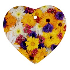 Colorful Flowers Pattern Heart Ornament (two Sides)