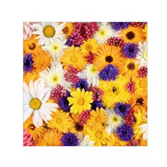 Colorful Flowers Pattern Small Satin Scarf (square)