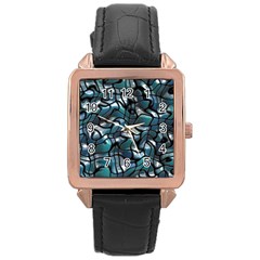 Old Spiderwebs On An Abstract Glass Rose Gold Leather Watch 