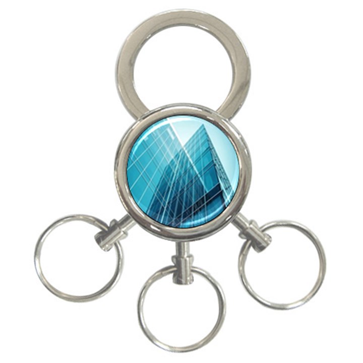 Glass Bulding 3-Ring Key Chains