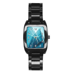 Glass Bulding Stainless Steel Barrel Watch