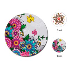 Flowers Pattern Vector Art Playing Cards (round)  by BangZart