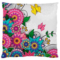 Flowers Pattern Vector Art Large Cushion Case (two Sides)