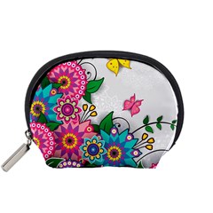 Flowers Pattern Vector Art Accessory Pouches (small) 