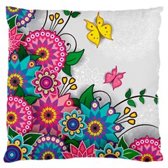 Flowers Pattern Vector Art Large Flano Cushion Case (one Side)