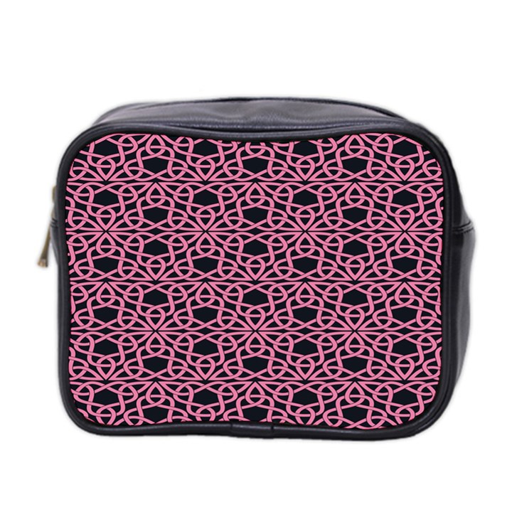 Triangle Knot Pink And Black Fabric Mini Toiletries Bag 2-Side