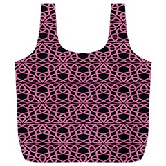 Triangle Knot Pink And Black Fabric Full Print Recycle Bags (l) 