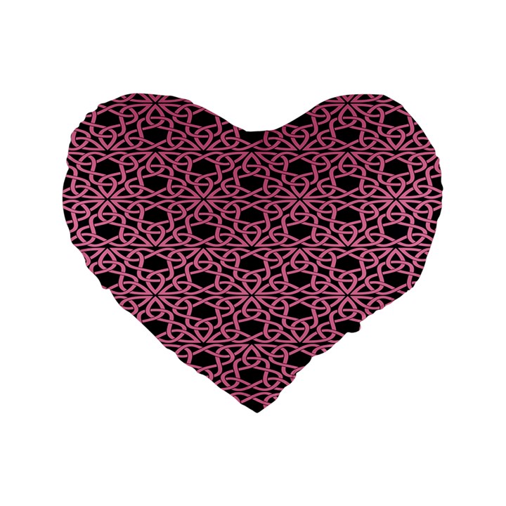 Triangle Knot Pink And Black Fabric Standard 16  Premium Flano Heart Shape Cushions