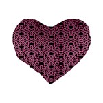 Triangle Knot Pink And Black Fabric Standard 16  Premium Flano Heart Shape Cushions Back