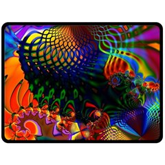 Colored Fractal Double Sided Fleece Blanket (large) 