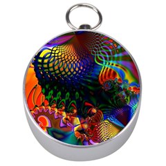 Colored Fractal Silver Compasses