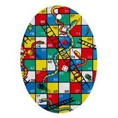 Snakes And Ladders Oval Ornament (two Sides) by BangZart