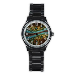 Fractal Snake Skin Stainless Steel Round Watch