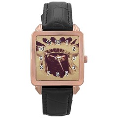 Indian Rose Gold Leather Watch 